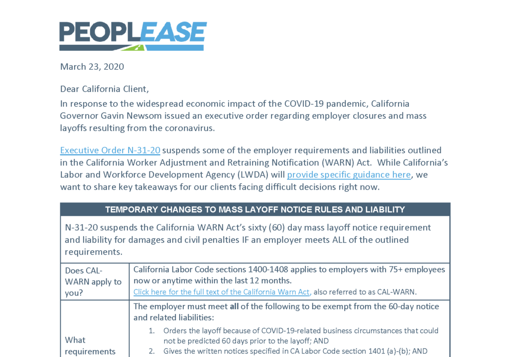 PEOPLEASE California Gov issues Executive Order, Clarifies CALWARN